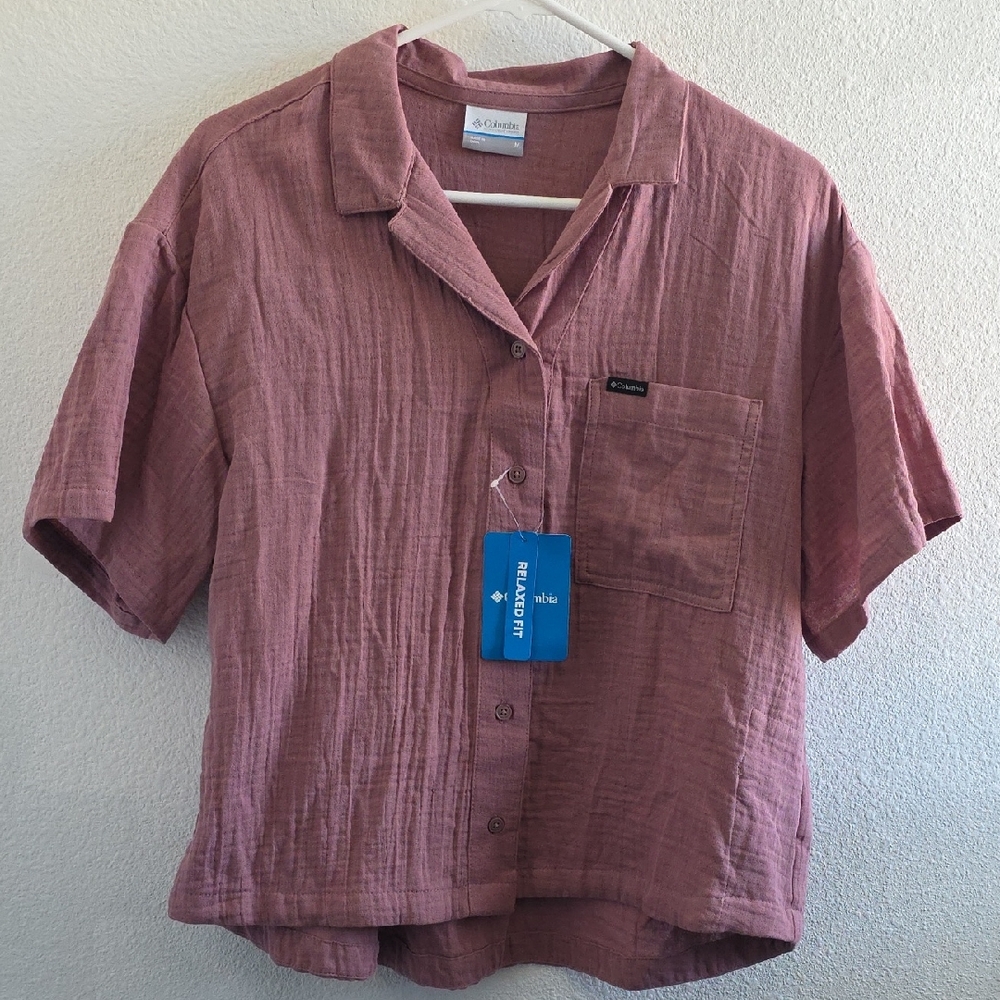 Columbia Crimson Point Button Up Shirt Mauve Size M